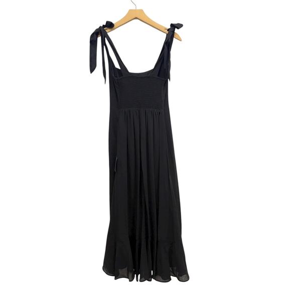 Lulus Summer Invite Black Tie-Strap Tiered Midi Dress size Small NWT - Picture 4 of 6